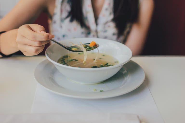 eating soup