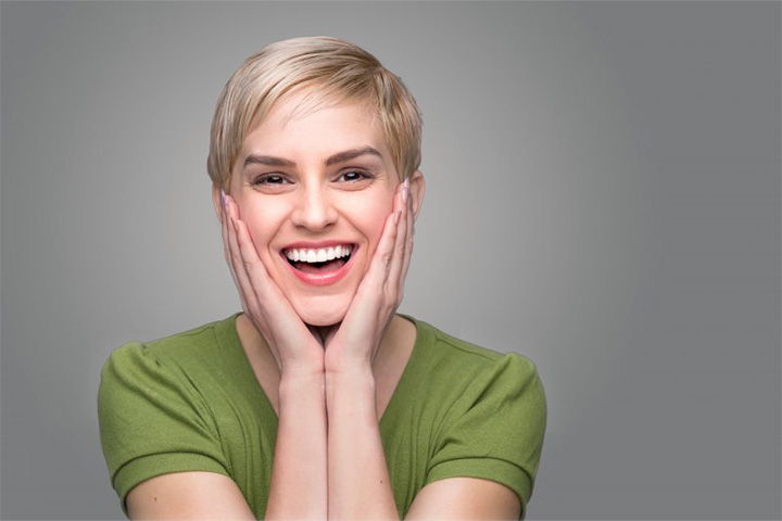 Woman happy with her new smile.